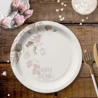 Dreamy Foliage Wedding V2 Blush Pink ID817 Paper Plates