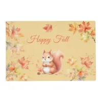 Happy Fall Squirrel in Leaves Placemat