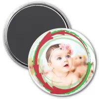 Personalize this Round Christmas Photo Magnet