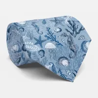 Coastal Blue Ocean Pattern  Neck Tie