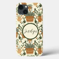 Earthy Terracotta & Green Plant: Garden Lover's iPhone 13 Case