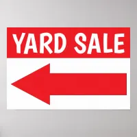 12" X 18" Yard Sale Left Arrow Paper Poster