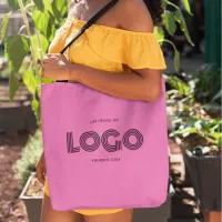 Modern Minimalist Rectangular Logo Girly Pink Tote Bag