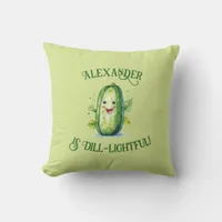 Cute Green Cartoon Pickle Throw Pillow