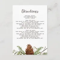 Rustic Fir Branches Pine Cone Wedding Details Enclosure Card