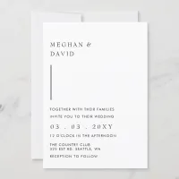 Simple Elegant Minimal Modern Black Wedding Invita Invitation