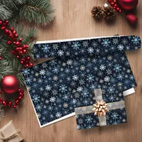 Elegant Blue Vintage Snowflakes Wrapping Paper