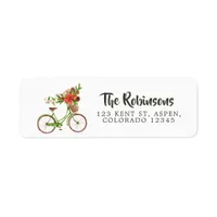 Watercolor Floral Bicycle Christmas Label