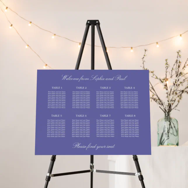 Lavender 8 Table Wedding Seating Chart Foam Board