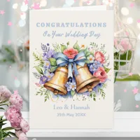 Elegant Bells Flowers Congratulations Wedding Day Card