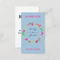 Elegant Pink Floral Wreath Light Blue Wed Registry Enclosure Card