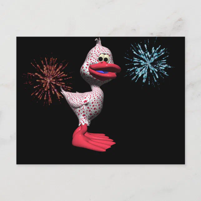Cute Star Spangled Patriotic Duck Postcard