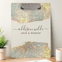 Holographic Signature Script Modern Glam Glitter Clipboard