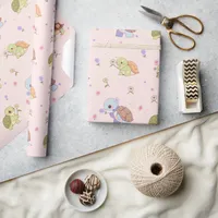 Cute Turtles With Flowers Wrapping Paper