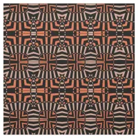 Orange & Black Mosaic Op Art Geometric Pattern Fabric