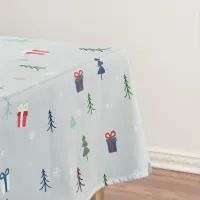 Christmas forest with presents and trees and snow  tablecloth