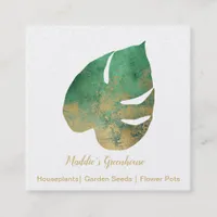 Green and Gold Leaf Square Business Card