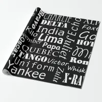 Phonetic Alphabet Black and White Pattern Wrapping Paper