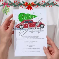 Dashing Trough The Snow Vintage Car Christmas Invitation