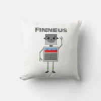 Personalized Robot Themed   Throw Pillow