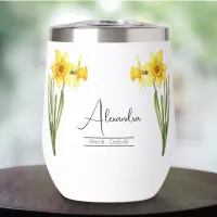 Birth Month Flower March Daffodil Thermal Wine Tumbler