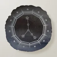 Dark Zodiac Astrology: Cancer Black & Silver Round Round Pillow