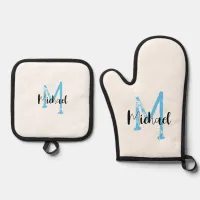 Minimalist Grunge Monogram Urban Modern Graffiti Oven Mitt & Pot Holder Set