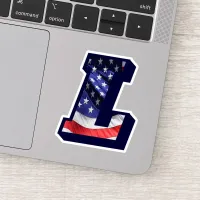 Monogram L American Flag Letter L Initial USA Sticker