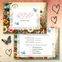 Pretty Cottage Core Vintage Wedding RSVP Card