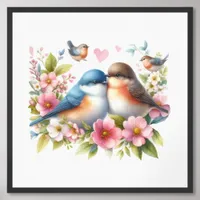 Love Birds in Spring Flowers Framed Art