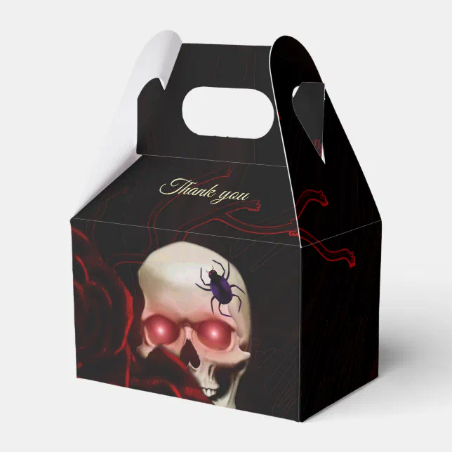 Scary floral dark moody gothic skull halloween fav favor boxes