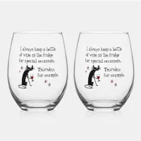 Wine for Special Occasions Funny Cat Stemless Wine Glass