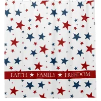 Christian America Patriotic Red White Blue Stars Shower Curtain