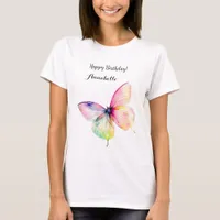 Delicate Pink Butterfly in Pastel Rainbow Colors T-Shirt