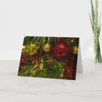 Red and Gold Christmas Ornaments Red Gold on Tree Holiday Card