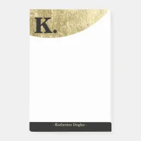  Black Monogram Initial on Gold Foil Luxury Post-it Notes