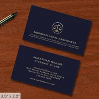 Navy Blue and Gold Legal Business Card