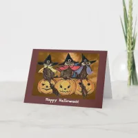 Vintage Halloween Owls and Jack o' Lanterns Card