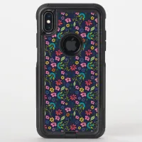 Colorful Boho Pattern | Spring Flowers | Navy Blue OtterBox Commuter iPhone XS Max Case