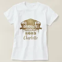 Stylish Graduate Class of 2023 Gold Name T-Shirt