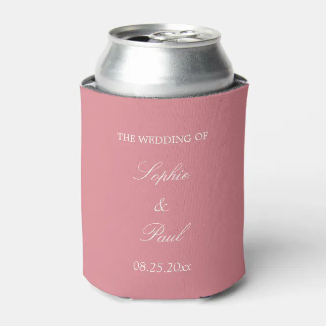 Elegant Blush Pink Wedding Favor Can Cooler