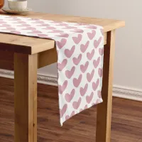 Cute Rustic Valentines Hearts Pattern Short Table Runner