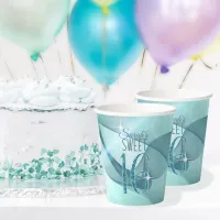 Sparkling Swirls Sweet Sixteen Teal ID652 Paper Cups