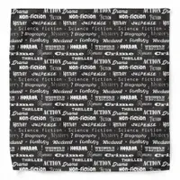 Book Genres Charcoal Grey and White Bandana