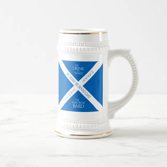 Eat Drink and Toast Robbie Burns Scottish Flag Beer Stein