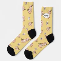 Kitschy Peaches Yellow Cute Fun Summer Name Socks