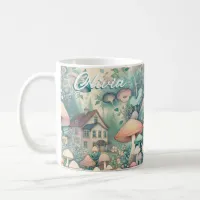 Pretty Cottage Core Whimsical Village Personalized Coffee Mug