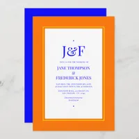 Blue, Orange and Yellow Wedding Invitation