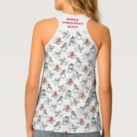 Merry Christmas Snowman Pattern White Tank Top