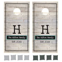 Faux Distressed Wood Personalized   Cornhole Set